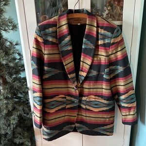 Terry Ward sz L Vintage Colorful Western Blazer euc